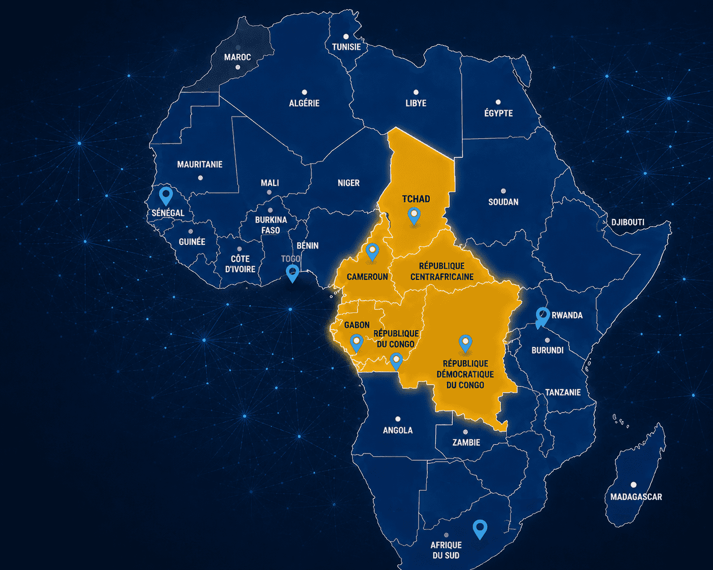Carte de l’Afrique centrale