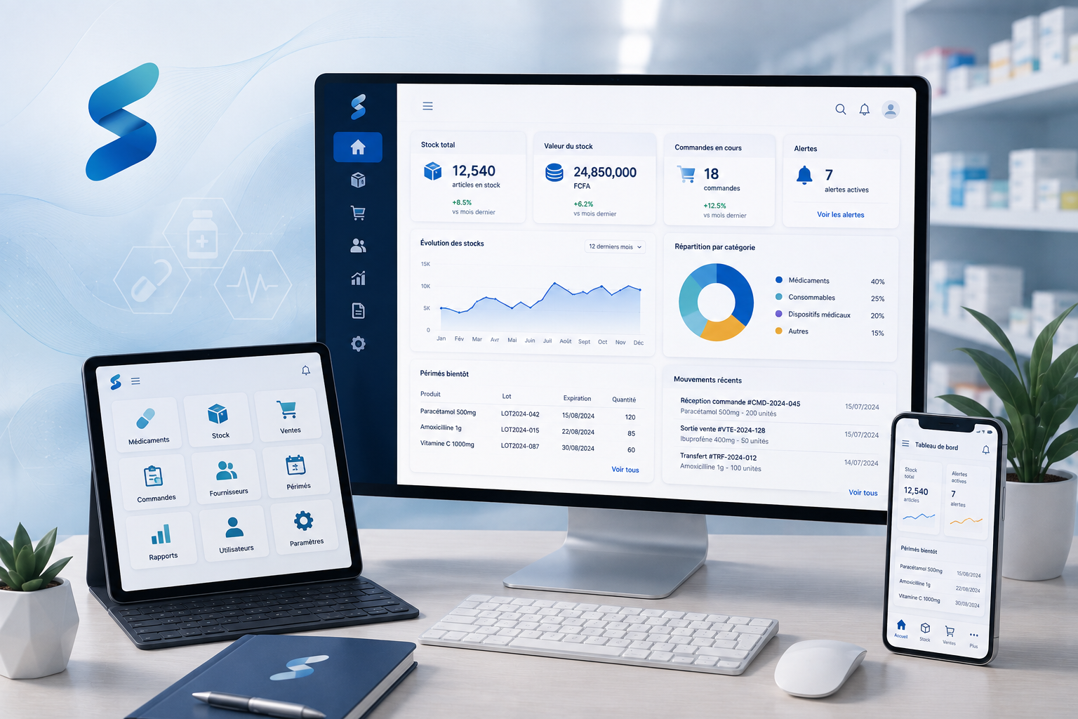 Interface de gestion pharmaceutique Stratum Pharmacie