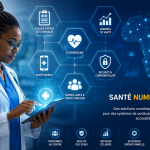 Professionnels de santé utilisant des outils numériques et des tableaux de bord sanitaires